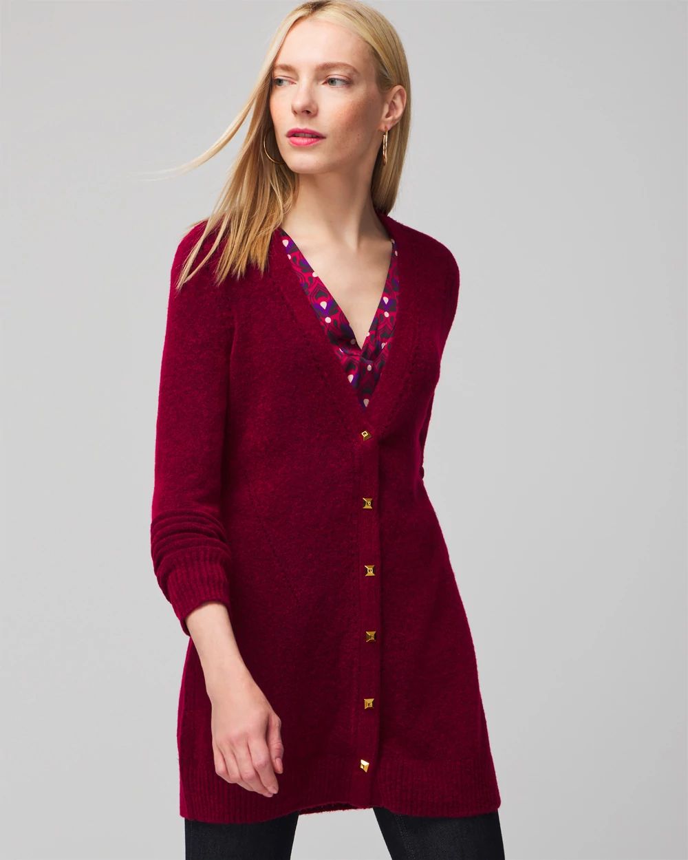 Petite Long Sleeve Boyfriend Cardigan White House Black Market